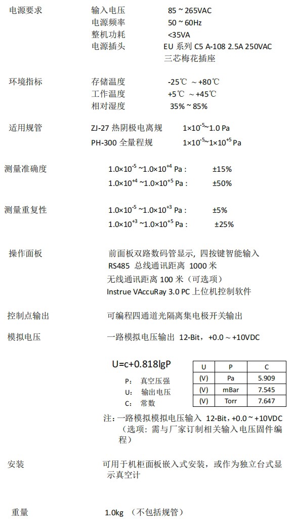 CX-PRN2752復(fù)合數(shù)顯真空計參數(shù)