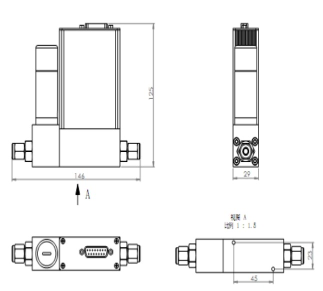 模擬型微小氣體質量流量計/控制器尺寸